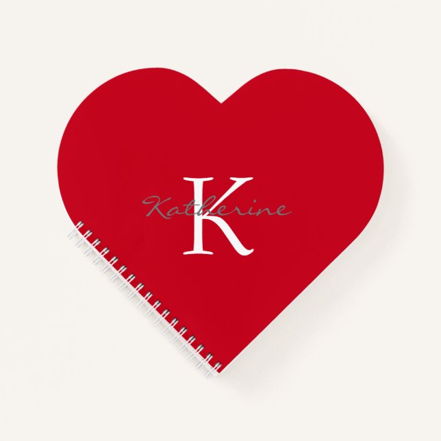 Personalised Red Heart Shaped  Notebook (Front)