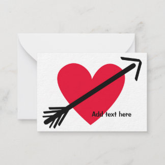 Personalised Red Heart with Arrow Valentine's Day Note Card