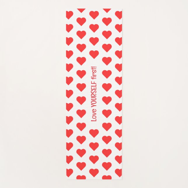 Personalised Red Heart Yoga Mat - Custom Quote (Front)
