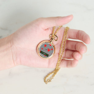 Personalised red hearts and stripes watch