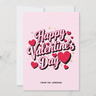 Personalised Red Hearts Happy Valentine's Day Pink Holiday Card