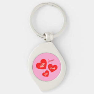 Personalised Red Hearts Pink Mother's Day Key Ring