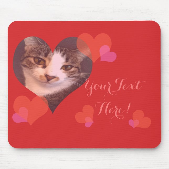 Personalised Red Hearts Valentine Mouse Pad (Front)