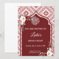 Personalised Red Henna Night Invitation