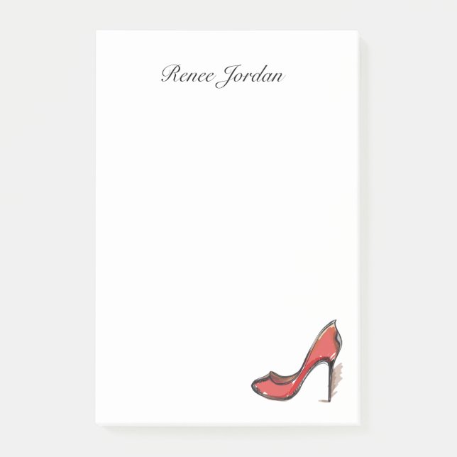 Personalised Red High Heel Pump Stiletto Post-it Notes (Front)