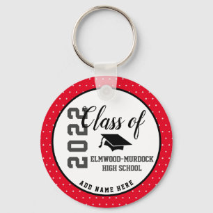 Personalised Red High School Senior Class 2022 Key Ring