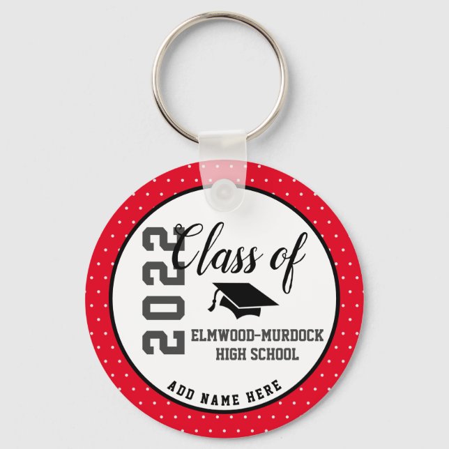Personalised Red High School Senior Class 2022 Key Ring (Front)