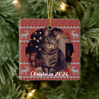 Personalised Red Holiday Ceramic Ornament