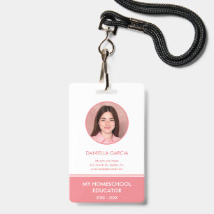 Personalised Red Homeschool Teacher ID Badge
