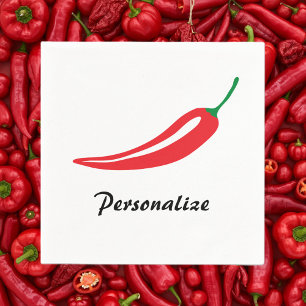 Personalised red hot chilli pepper paper napkins