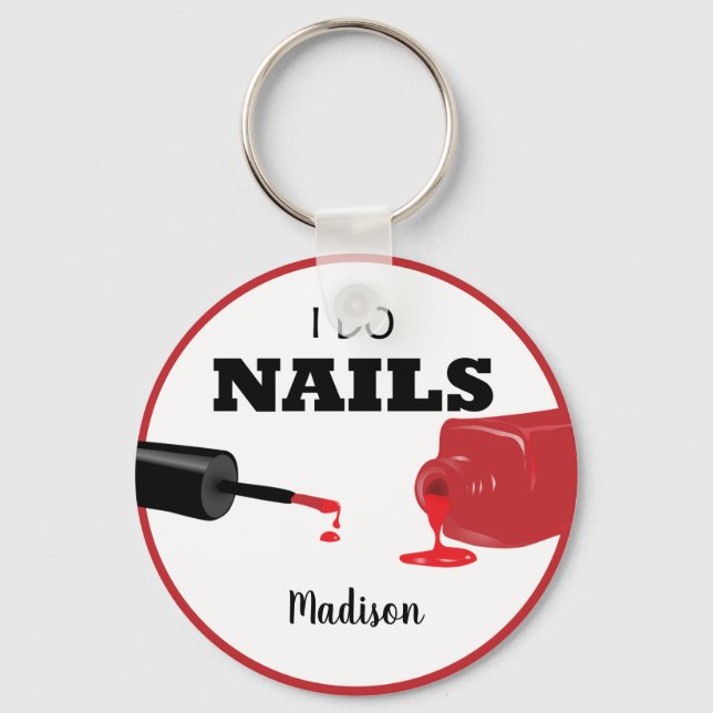 Personalised Red I Do Nails(Nail Technician)   Key Ring (Front)