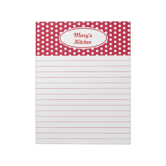 Personalised Red Kitchen Notepad (Rotated)