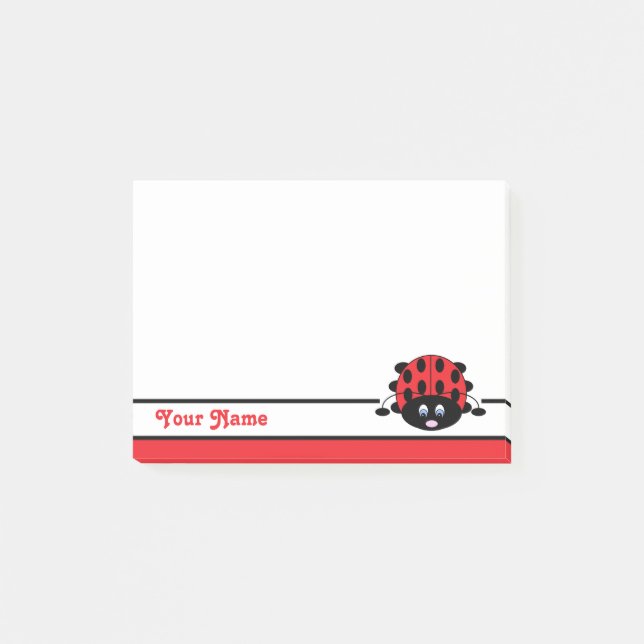 Personalised Red Ladybug Post-it Notes (Front)