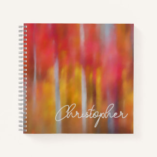 Personalised Red Leaf Autumn Woods Art Scene Notebook