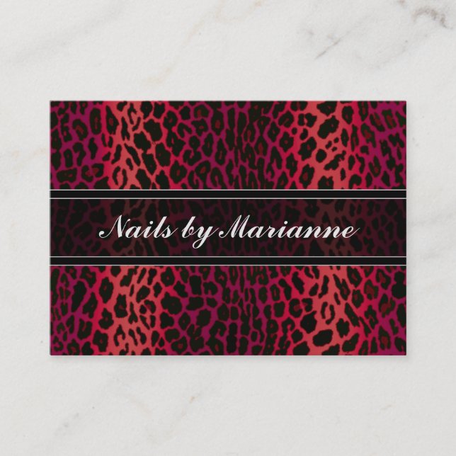 Personalised Red Leopard Animal Print Business Card (Front)