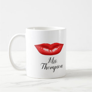 Personalised Red Lips Elegant Coffee Mug