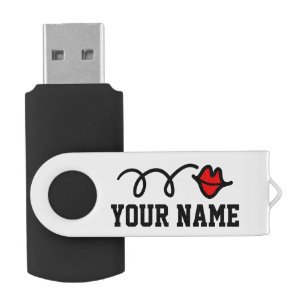 Personalised red lips kiss USB pen flash drive