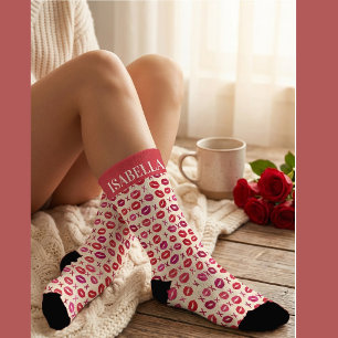 Personalised Red Lips & XOXO Valentine’s Day Name Socks