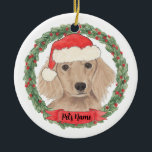 Personalised Red Long Haired Dachshund Ceramic Ornament<br><div class="desc">Make the nice list this year with a personalised ornament of your sweet red long haired dachshund!</div>