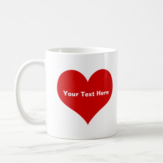 Personalised Red Love Heart Coffee Mug (Left)