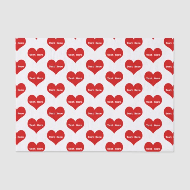 Personalised Red Love Heart Tissue Paper (Front)