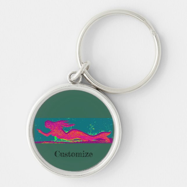 Personalised red mermaid Thunder_Cove Key Ring (Front)