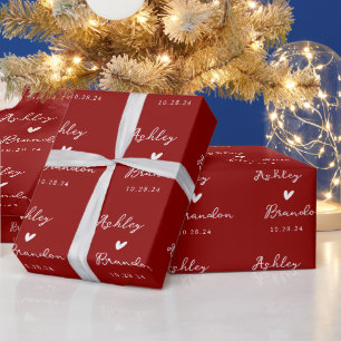 Personalised Red Modern Wedding Gift Wrapping Paper