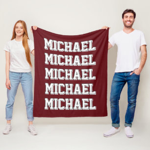 Personalised Red Monogram Fleece Blanket