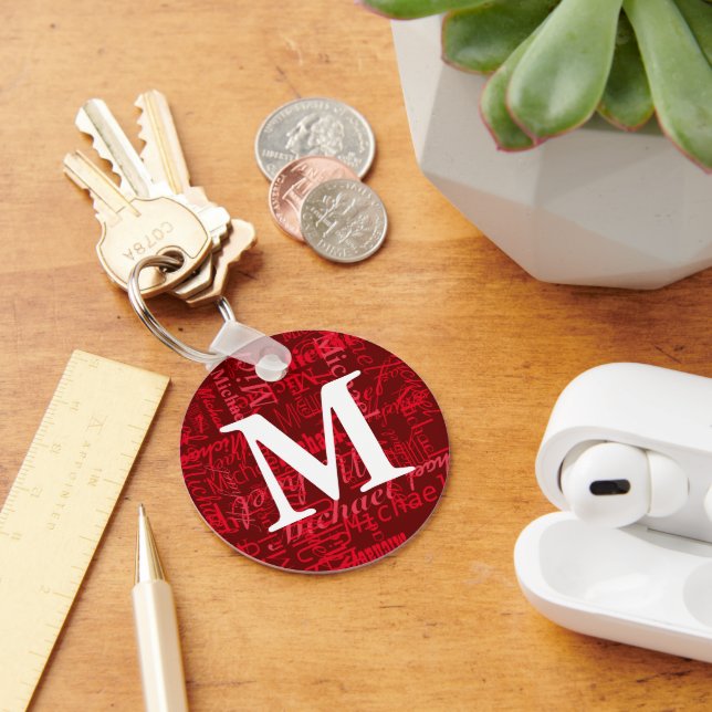 Personalised Red Monogram Keychain (Desk)