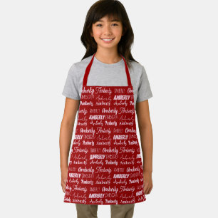 Personalised Red Name Collage Cute Christmas Apron