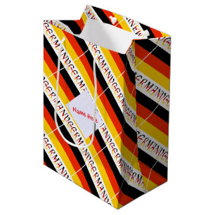 Personalised Red Name Germany Flag Tiled Medium Gift Bag