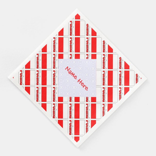 Personalised Red Name Poland Flag Tiled Napkin (Corner)