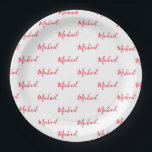 Personalised Red Name Script  Paper Plate<br><div class="desc">Red personalised script name paper plates.  Perfect for a your event or special celebration.</div>