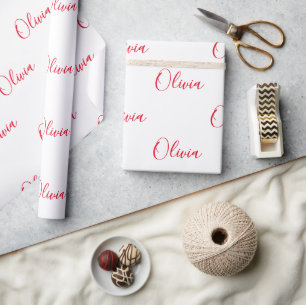 Personalised Red Name Script Wrapping Paper