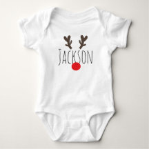 Personalised Red-Nosed Reindeer Baby's Bodysuit
