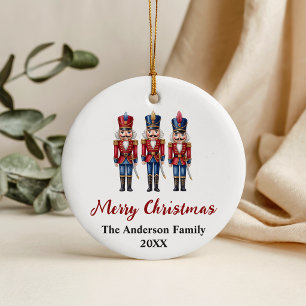 Personalised Red Nutcracker Christmas Ceramic Ornament