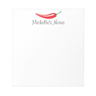 Personalised red pepper notepad for recipes & more