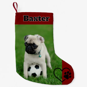 Personalised Red Pet Dog Photo Monogram Name Small Christmas Stocking
