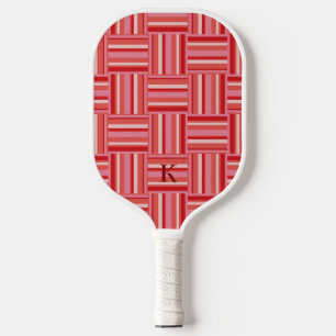 Personalised Red & Pink Geometric Stripes Pickleball Paddle
