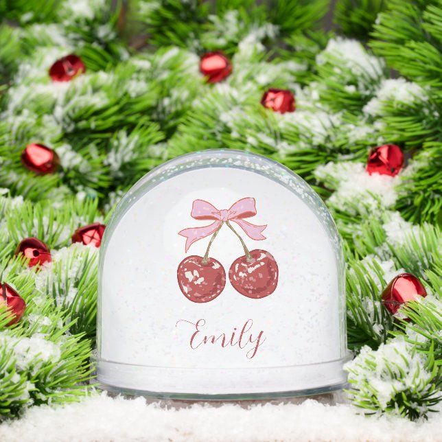  Personalised Red Pink Name Snowglobe (Christmas)