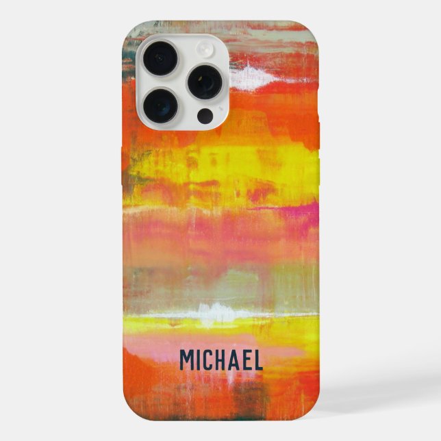 Personalised Red Pink Yellow Abstract Art  iPhone Case (Back)