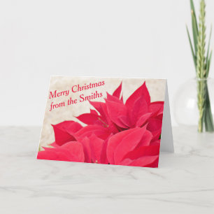 Personalised Red Poinsettia Leaf Holiday Card