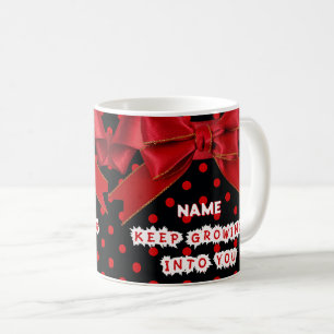 Personalised Red Polka Dot Motivational Coffee Mug