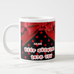 Personalised Red Polka Dot Motivational Large Coffee Mug