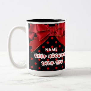 Personalised Red Polka Dot Motivational Two-Tone Coffee Mug