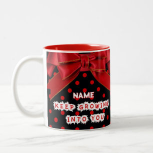 Personalised Red Polka Dot Motivational Two-Tone Coffee Mug