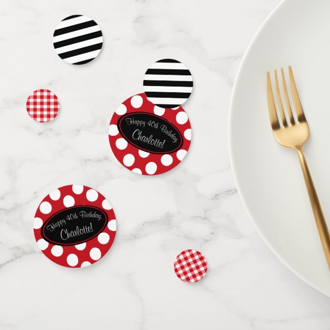 Personalised Red Polka Dot Table Confetti (Group)