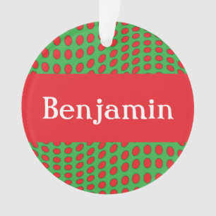 Personalised Red Polka Dot with Name Ornament