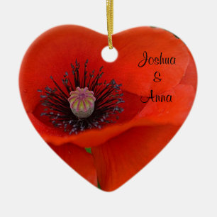 Personalised Red Poppy Ceramic Ornament