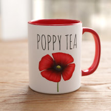 Personalised Red Poppy Tea Two-Tone Mug